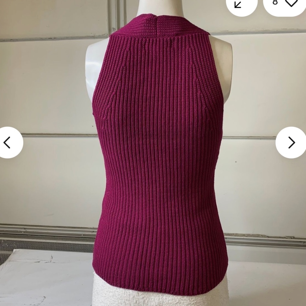 NWT BANANA REPUBLIC Textured Sweater Tank Top Women's Size Small Berry - Picture 4 of 11